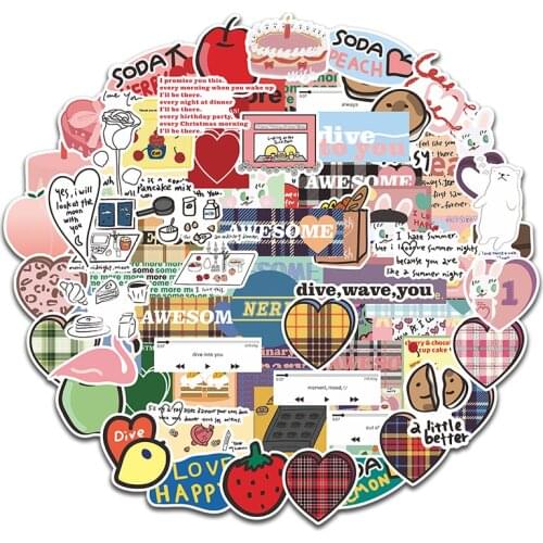 80pcs Cute Cartoon Heart Girl Sticker Beautiful Welfare Trend Suitcase Graffiti Sticker Pvc decals waterproof Car sticker