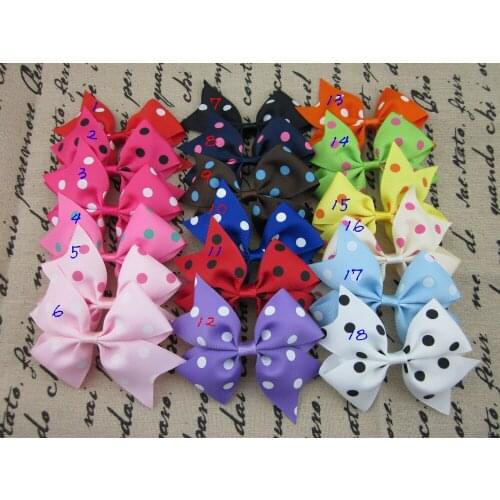New Design Dot Printed Hair Ribbon Bows for Children Hair Accessories Bows With Clip for Girls 18pcs/lot