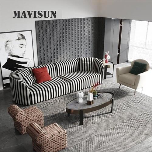 New Modern Minimalist Living Room Sofa Fashion Creative Vertical Stripes Down Sponge Sofa 4 People Sofa Set For Apartment
