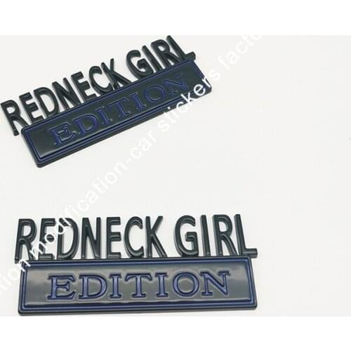 One pair small glossy REDNECK EDITION Badges emblem car sticker red neck edition girl free shipping