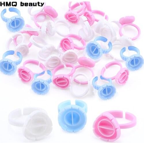 Wholesale 50/100Pcs Disposable Eyelash Glue Fan Cup Rings Holder Container Tattoo Pigment Eyelash Extension Tools Lash Supplies
