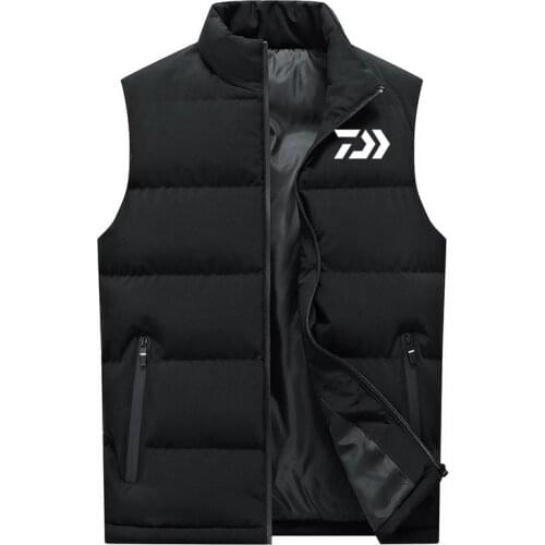Autumn Winter Men Fishing Jacket Plus Size Sleeveless Thermal Soft Coat Windbreaker Cotton Thicken Fishing Vest Outwear
