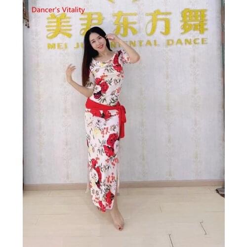 Belly Dance Clothing Half Sleeves Floral Robe for Women Shaabi Baladi Robe Dress Customized Adult Child Oriental Dance Dresses