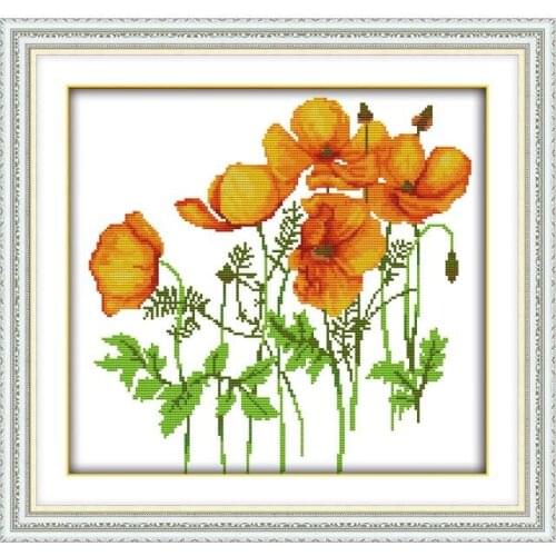 Poppy 10 cross stitch kit aida 14ct 11ct count printed canvas stitches embroidery DIY handmade needlework