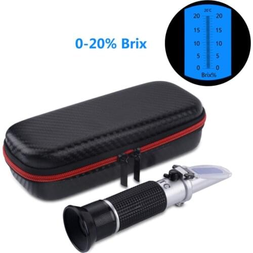 New Shockproof Package Portable 0-20% Sugar Refractometer Fruit Sugar Meter Sugar Concentration Meter and ATC