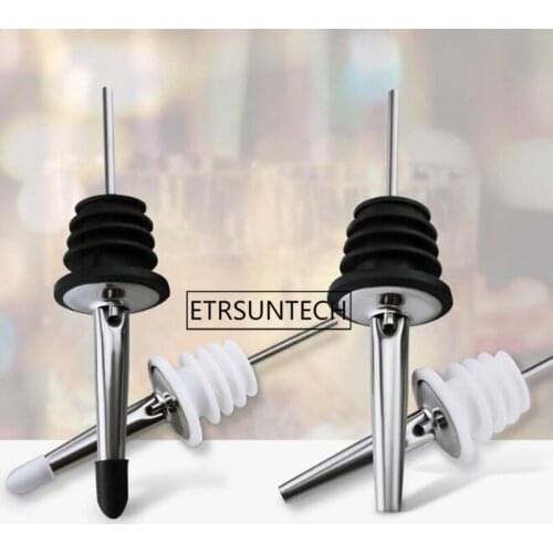 Stainless Steel Wine Bottle Pourer Bar Liquor Flow Spout Stopper Rubber Stopper Spirit Pourers Barware