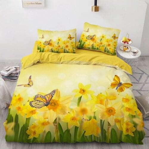 Simple Bedding Sets 3D Plant Flower Duvet Quilt Cover Set Comforter Bed Linen Pillowcase King Queen Full Double Home Texitle