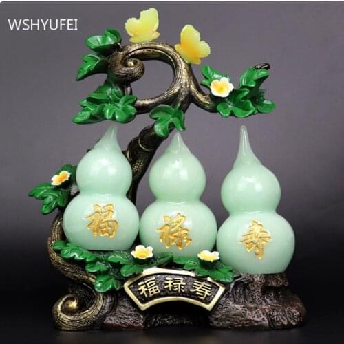 Retro Resin Gourd Model Ornaments Living Room Wine Cabinet Feng Shui Decor Opening Auspicious Gifts Crafts Home Decoration