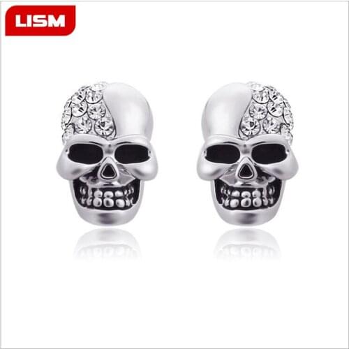 1Pair Retro And Skull Head Ear Piercing Stud Earrings Unique Dangler Ghost Studs