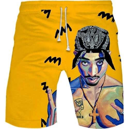Hip Hop Tupac Amaru Shakur 3D Board Shorts Trunks Summer New Quick Dry Beach Swiming Shorts Kids Tupac Short Pants Beach Clothes