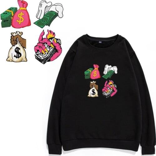 Chenille Money Bag Sew On Patches Logo Naszywki Na Ubrania Decoration Sewing Accessories Parches Termoadhesivos Para Ropa Badge