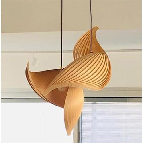 Nordic Wood Pendant Lights Lighting Villa Living Room Decoration Hanging Lamp Retro Loft Stairs Kitchen Industrial Pendant Lamp