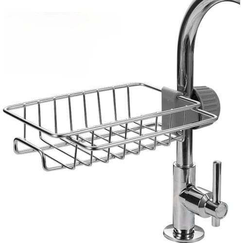 Stainless Steel Faucet Drain Rack Kitchen Storage Shelf Sponge Dish Cloth Finishing Rack Drain Dry Rack Pool Rag Storage