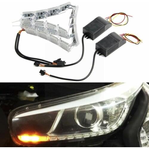 16 Led Lights DRL Crystal LED Strip Daytime Running Signal Auto Car Light Flowing Lights Turn Amber Headlamp Front X5N4