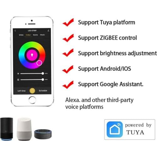 Tuya 3.0 Zigbee Smart RGB Light Strip 5-24V LED RGB Controller APP Remote Control Support Amazon Alexa/Google Assistant