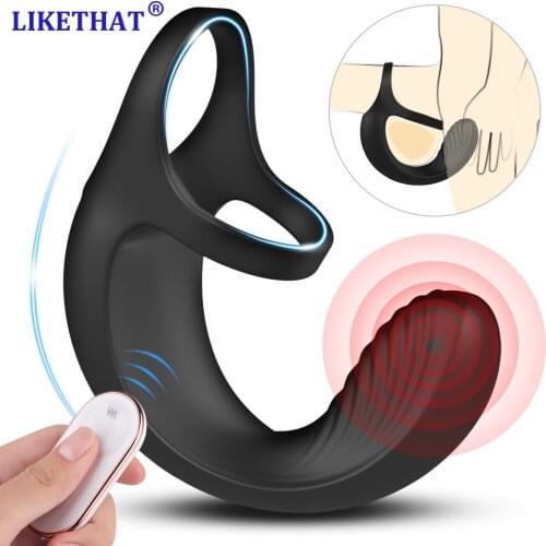 Testicle Vibrator for Men Prostate Massager Penis Ring Dildo Sex Toys for Men Chastity Belt Delayed ejaculation Male Masturbator