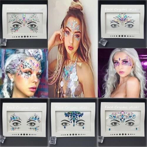 Temporary Rhinestone Glitter Tattoo Stickers Face Jewels Gems Festival Party Makeup Body Jewels Flash Fake Temporary Tattoos DIY