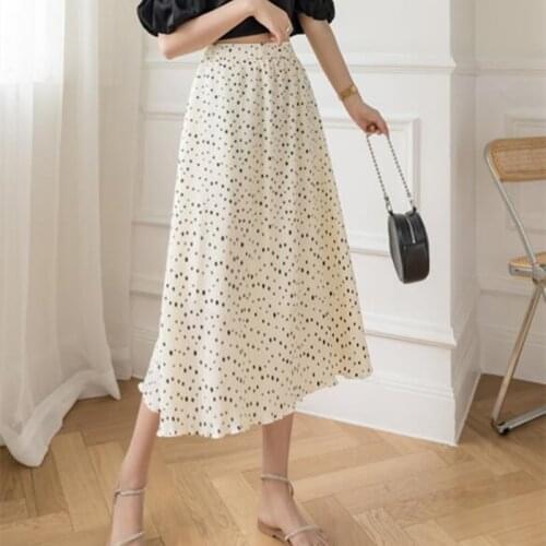 Womens Skirt Vintage Clothes Long Skirts White Harajuku Summer High Waist Streetwear 2021 Fashion flowy Spring Elastic Chiffon