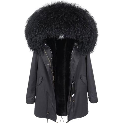 Womens winter wool jacket Coat Fashionable Hooded Parkas Warm Coat Quality Female Winter coat natural fur Parka