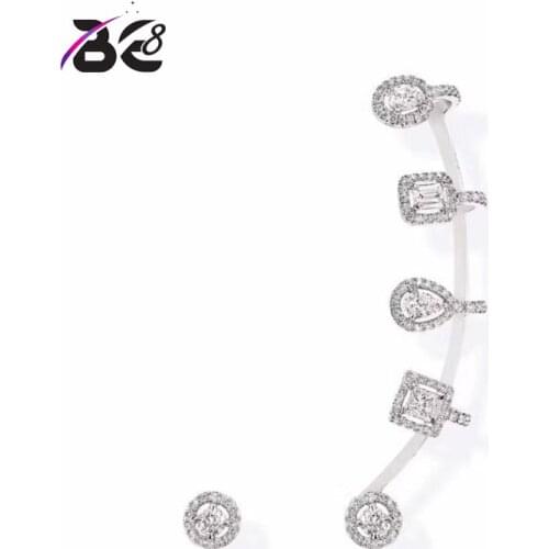 Be 8 Clear Micro Pave Setting Stud Earring , Cubic Zirconia Leaves Shaped Stud Earrings Dress Party Accessaries E592