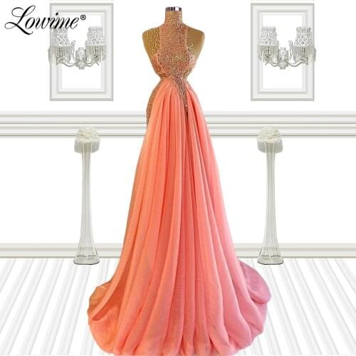 Pink Saudi Arabic Evening Gown 2021 Vestido De Festa Dubai Beaded Long Party Dress Celebrity Pageant Prom Dresses Robe De Soiree
