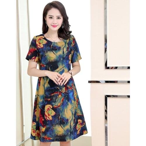 Flower Print Short Sleeve Loose Midi Long Dress 2020 Women Casual Vacation Beach Dress Party Festival dresses