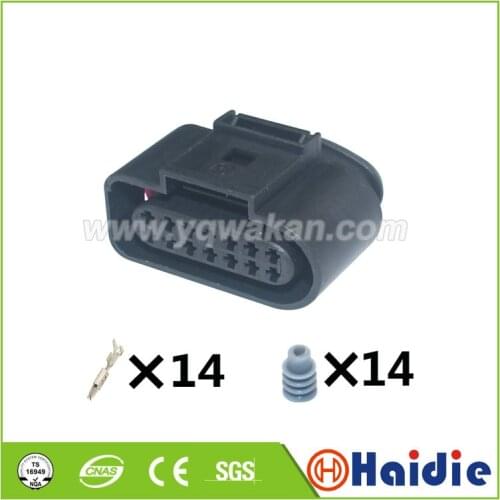 Free shipping 1sets 14pin 1.5mm VW xenon headlights lamp-socket electric waterproof plug connector 6X0973717 6X0 973 717