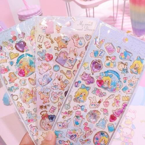 1Pc Lovely Adhesive Glitter Rhinestone Crystal Stickers DIY Diamond Gem Decal Cartoon Rabbit Cat Sticker Random Color