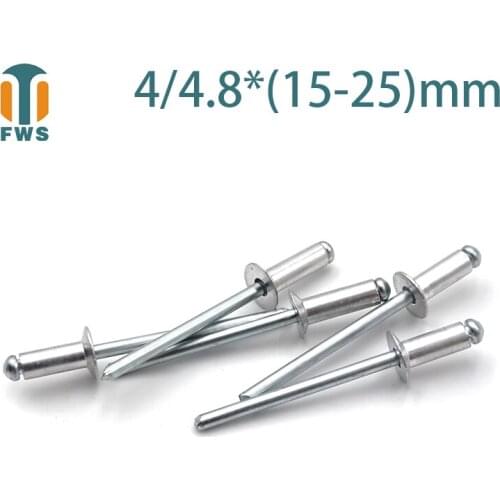 10PCS M4M4.8 Multi Size Aluminium Open End Countersunk Head Break Mandrel Blind Rivet Nail Pop Rivets for Furniture Car Aircraft