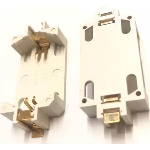 100pcs/lot White Housing CR2450 CR2430 3V SMT gold plated Cell Button Batteries Holder Socket Case Battery Holder Plastic Box