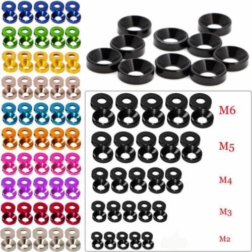 20pcs M2 M3 M4 M5 M6 Aluminum Colourful Anodized Countersunk Head Bolt Washers Gasket Red/Grey/Gold/deep Blue/Black/pink/purple