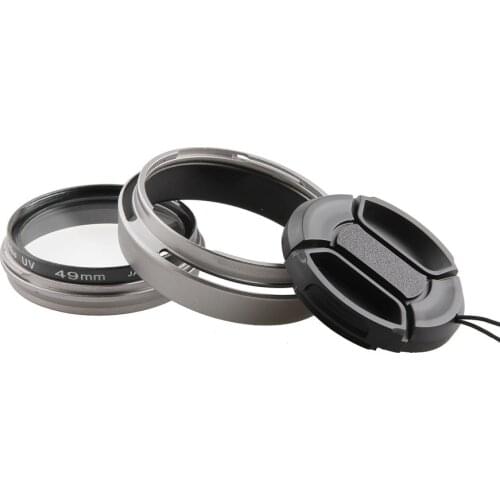 4In1 For Fujifilm Fuji FinePix X100 X100S X100T X100F X100V X70 Camera Lens Adapter + Lens Hood + 49mm UV Filter + Lens Cap