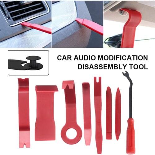 8pcs Car Disassembly Tool Door Panel Trim Removal Tool Plastic Pry Bar Dashboard Audio Removal Tool Set Fastener Clip Remover