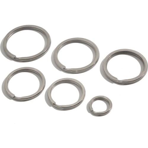 10pcs/lot Wholesale 15mm 25mm 28mm 30mm 32mm Stainless Steel Key Ring Key Chain Rhodium Plated Flat Split Keychain Anahtarlik