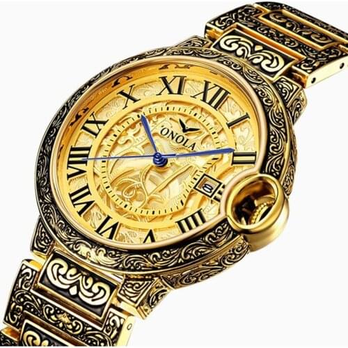 New Fashion Mens Gold Watches Top Brand Luxury Quartz Watch Men Stainless Steel Waterproof Wristwatches for Men Sport Clock