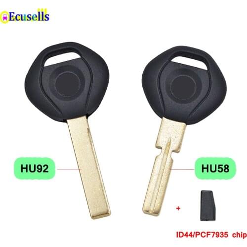 Transponder Key case Fob shell For BMW 3 5 7 Z3 SERIES E36 E34 Blank Blade HU58/HU92 Uncut Blade with PCF7935 ID44 chip/no chip