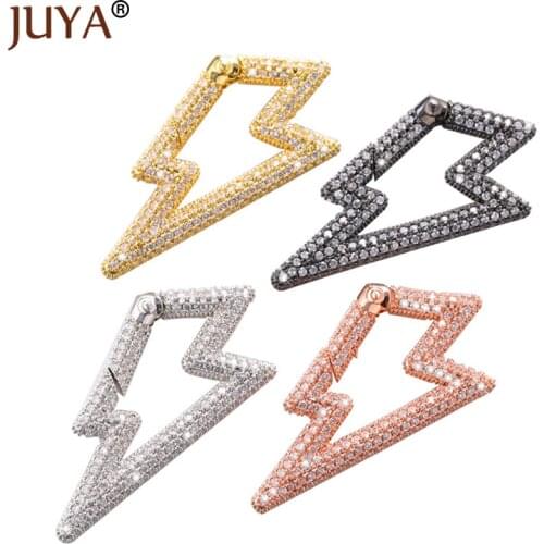 Juya Lightning Shape Zircon Clasps Trendy Jewelry Making Pendant for DIY Luxury Jewellery Necklace Bracelet Handmade Accessories