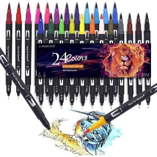 Colors Watercolor Pens Drawing Painting FineLiner Dual Tip Brush pen Art supplies Markers For Calligraphy Supplie manga colores