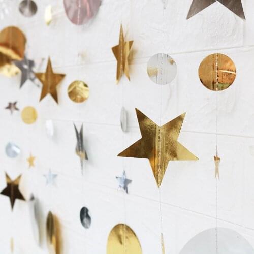 4m Glitter Circle Star String Garland Bunting Paper Banner Party Decoration Wedding Birthday Nursery Room Hanging Supplies