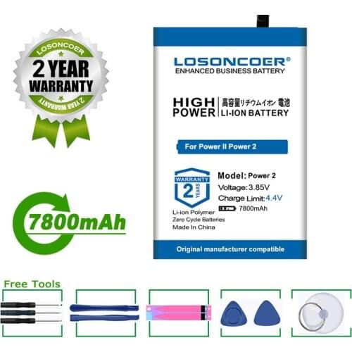 LOSONCOER Battery 7800mAh For Ulefone Power 2 Power II Smart Mobile Phone Battery