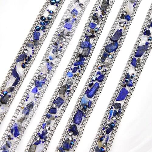 90cm/Piece Rhinestone Trim Wedding Decoration Beaded Banding Fancy Tape Hotfix Iron On Clothes DIY Accessories 1cm Width Chain