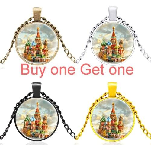 Russia Saint Basils Cathedral Glass Dome Fashion Pendant Necklace Men Women Exquisite Jewelry Accessories Gifts