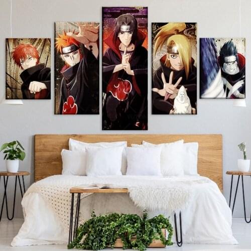 5 Piece Canvas Wall Art Prints Painting Modular Pictures Ninja Anime Poster Home Decor Modern For Boys Room Decoration Frame
