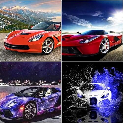 5D Diamond Painting Kits Full Round Diy Diamond Painting Embroidery Pictures Dimond Mosaic Sports Car For Adult Home Decor Gift