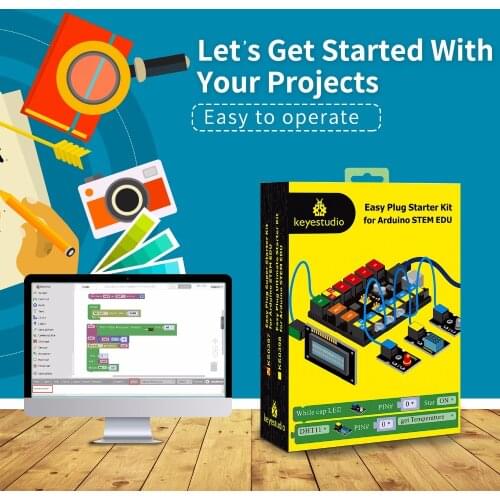 2019 NEW!Keyestudio EASY PLUG RJ11 Super Starter Learning Kit For Arduino STEM EDU/Compatible With Mixly Block Coding