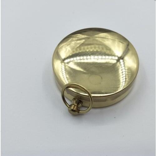 New Gold Color Portable Compass Camping Hiking Pocket Brass Copper Compass Navigation with Noctilucence Displa
