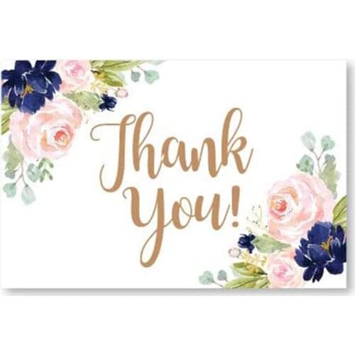 10-30pcs new product Rectangle Flower card "Thank you " Small gift message card Writable card 5.4x9cm decoration card