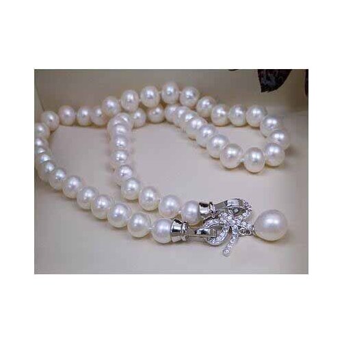 8-9MM authentic natural freshwater pearl necklace nearly round pearl necklace pendant 925 Silver clasp 18inch