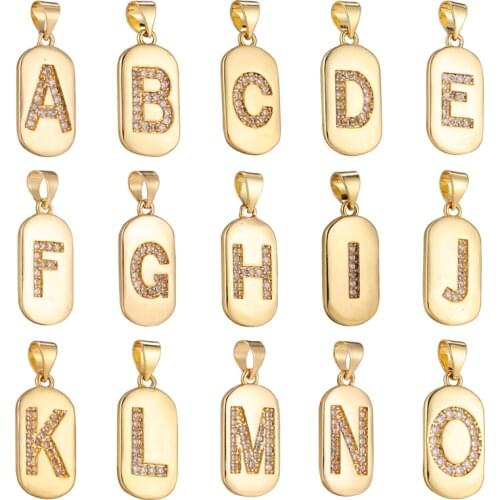 Juya 20*10mm DIY Dog Tags Pendant Alphabet Initial Letter Charms For Handmade Fashion Name Jewelry Making Accessories Supplies
