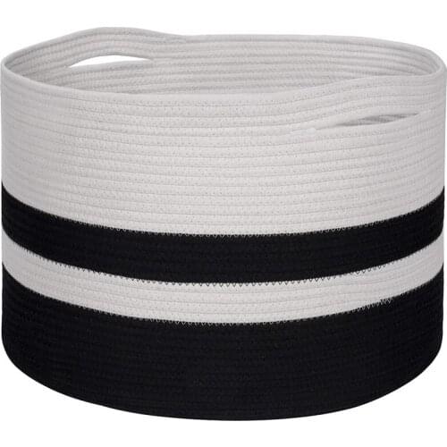 HOT-Decorative Woven Cotton Rope Basket Laundry Basket Baby and Dog Toy Storage Basket Children Laundry Basket Towel Basket